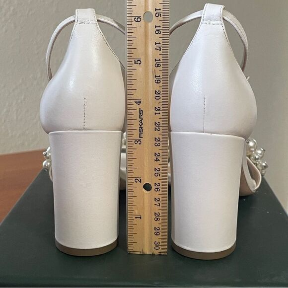 NIB Kate Spade Rosa Pearly Stud Ankle-strap Block Heels Ivory Parchment Size 6.5 - Picture 11 of 13